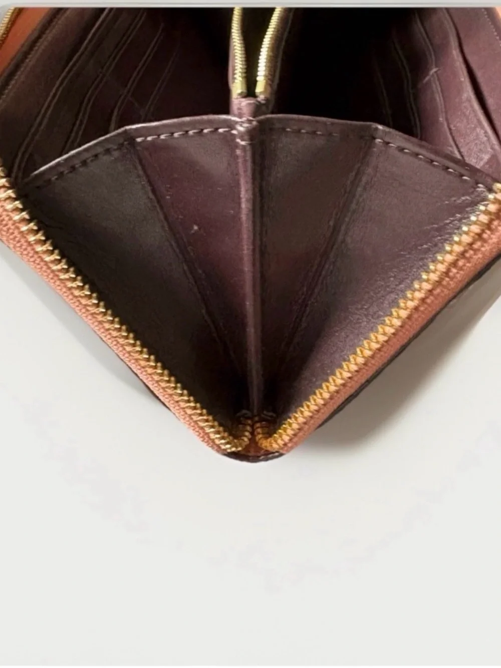 Coach Croc-Embossed Zip Wallet in Coral Peach with Gold Hardware